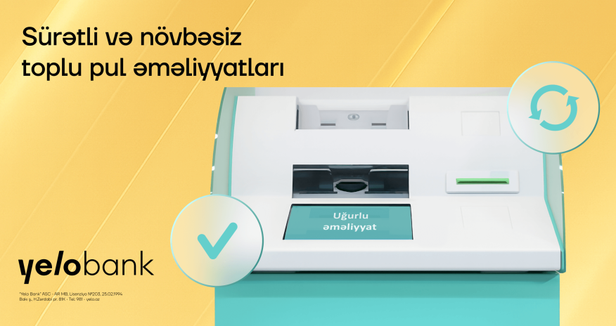 Yelo Bank müştərilərinin rahatlığı üçün toplu mədaxillər "KorpON" terminallarında!