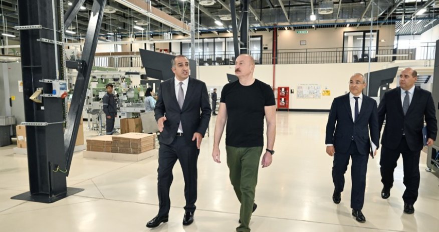 Əliyev Ağdam Sənaye Parkında açılışda iştirak edib