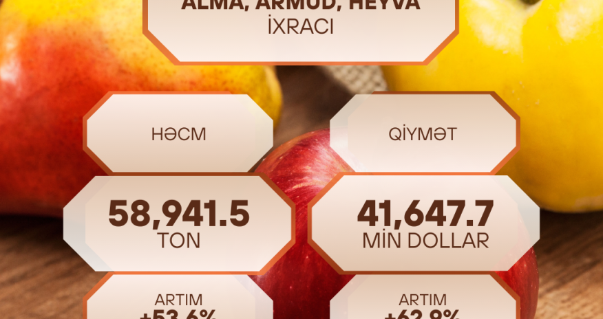 Azərbaycanın alma, armud və heyva ixracı 53,6% artıb