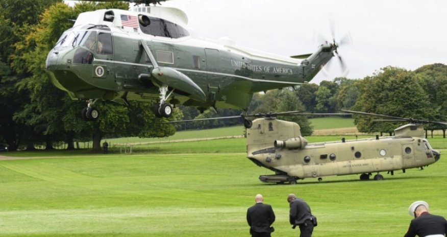 Trampın helikopteri Londonda təcili eniş edib