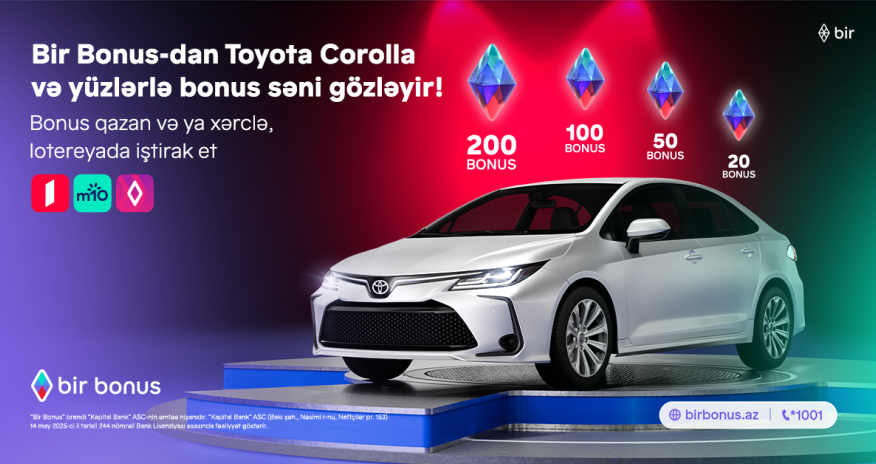 Bir Bonus дарит Toyota Corolla и сотни бонусов