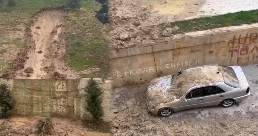 Bakıda poliklinikanın həyətində torpaq sürüşməsi olub
