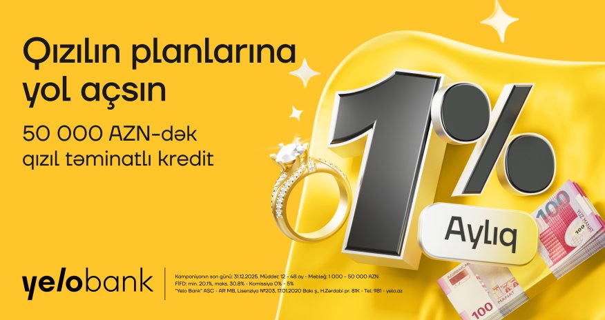 Aylıq cəmi 1%-dən qızıl təminatlı kredit!