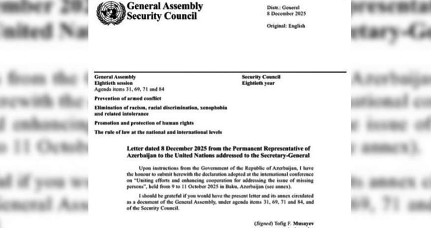 Bakı Bəyannaməsi BMT-nin rəsmi sənədi kimi dərc olunub