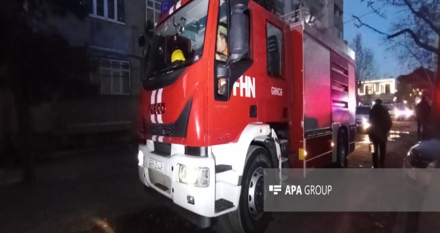 Gəncədə doqquzmərtəbəli binada yanğın olub
