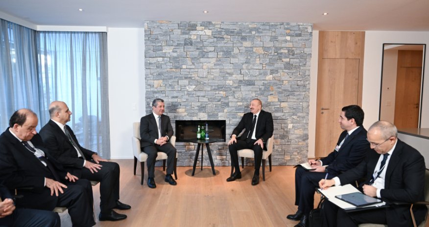 Əliyev Davosda İraq Kürdüstan Regionunun Baş naziri ilə görüşüb