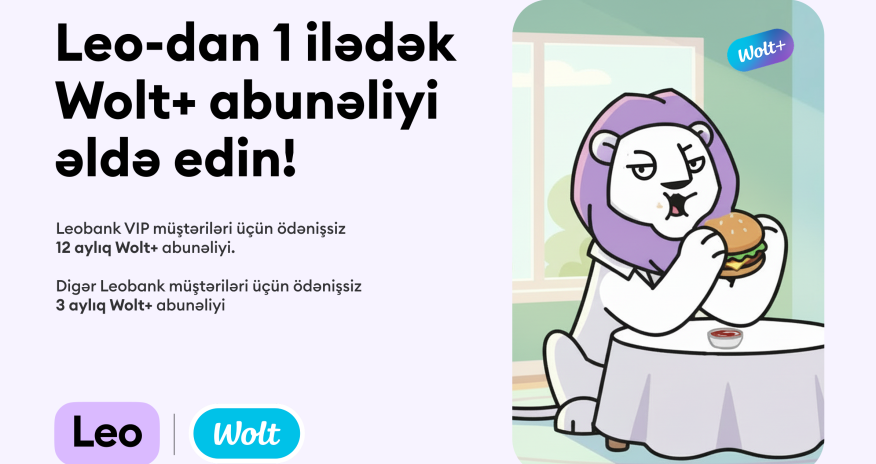 Leobank və Wolt müştərilər üçün ödənişsiz abunəlik kampaniyasına start verib