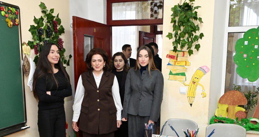 Leyla və Alena Əliyevalar Gəncədə xüsusi ümumtəhsil məktəbində
