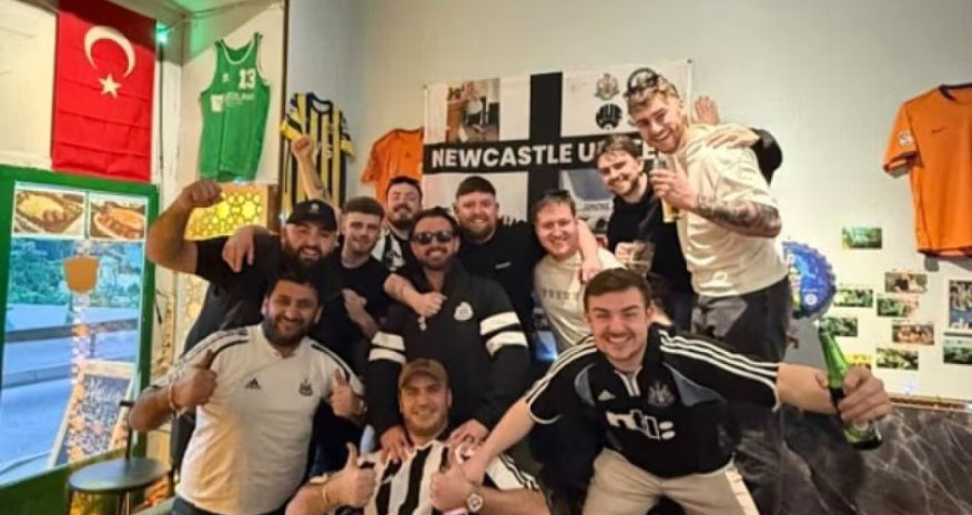 Newcastle fans replace Chelsea flag in Baku bar ahead of Champions League tie