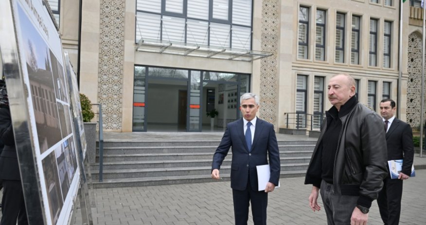Prezident Şamaxı Avropa liseyinin yeni binasının açılışında iştirak edib