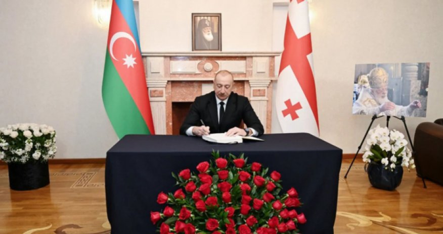 İlham Əliyev Gürcüstanın Azərbaycandakı səfirliyində olub, başsağlığı verib