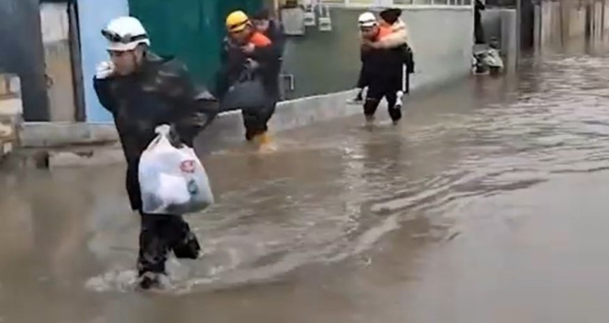 Evləri və həyətləri subasmaya məruz qalan 9 nəfər təxliyə olunub - Video