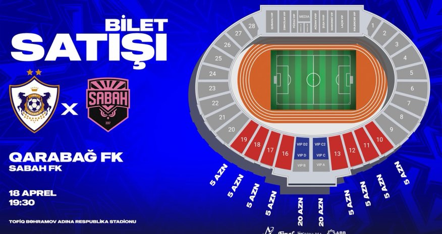 &ldquo;Qarabağ&rdquo; &ndash; &ldquo;Sabah&rdquo; matçının biletləri bu tarixdə satışa çıxır