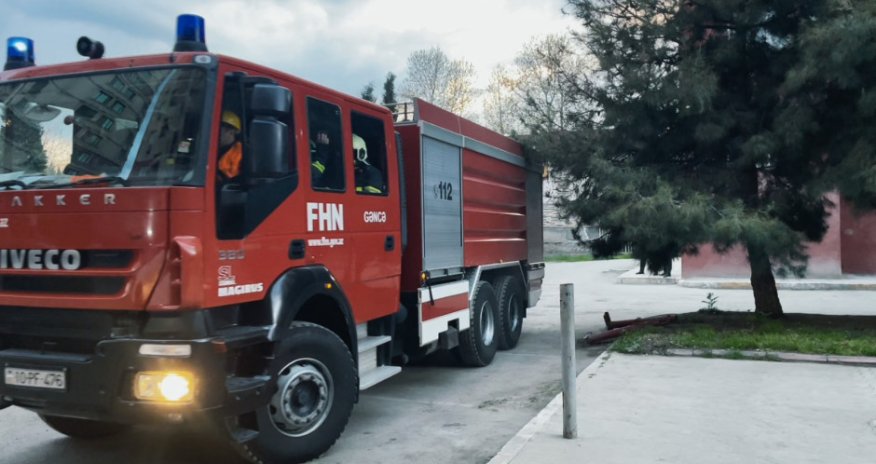 FHN Gəncədə şərti yanğın təlimi keçirib