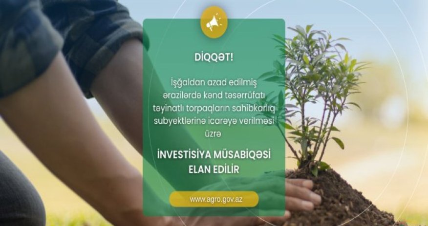 Qarabağda torpaqların icarəyə verilməsi üzrə növbəti müsabiqə elan edilib