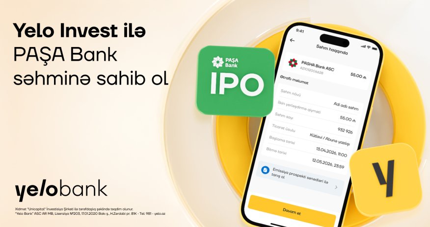 
Become a shareholder of PASHA Bank with Yelo Invest