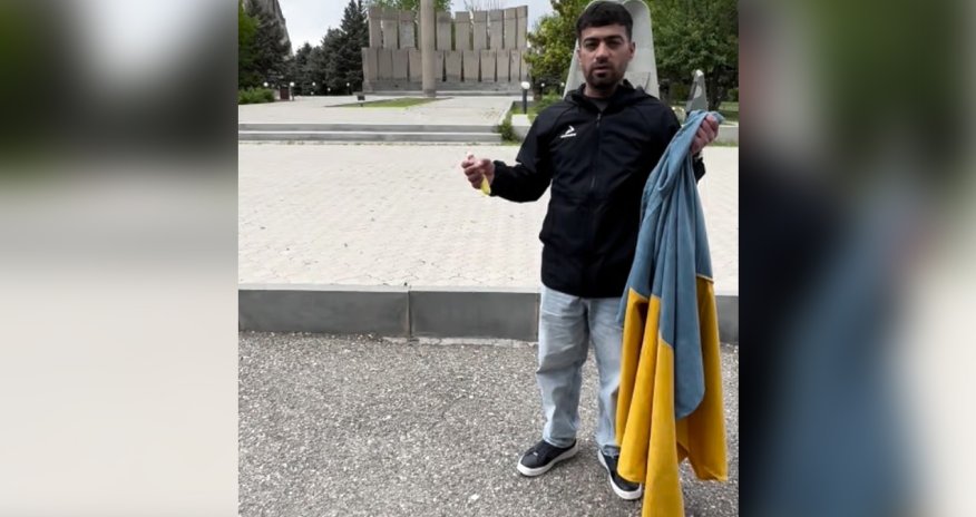 İrəvanda Ukrayna bayrağı yandırıldı - Video