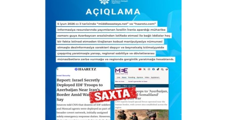 В MEDİA назвали публикации Middle East Eye и Haaretz частью информационной манипуляции