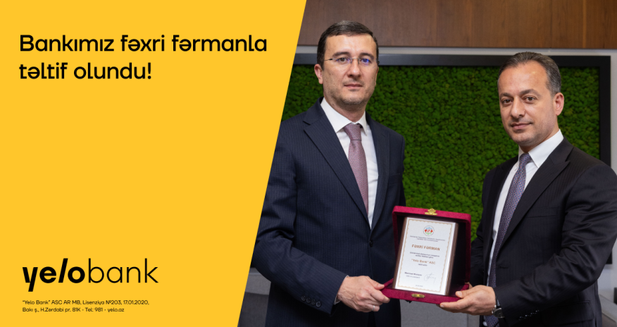 Yelo Bank Azərbaycan Sahibkarlar Konfederasiyasının fəxri fərmanına layiq görülüb
