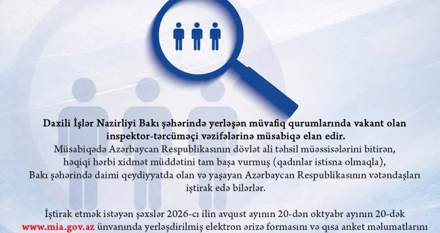DİN-də işləmək istəyənlər üçün yeni vakansiya elan edilib