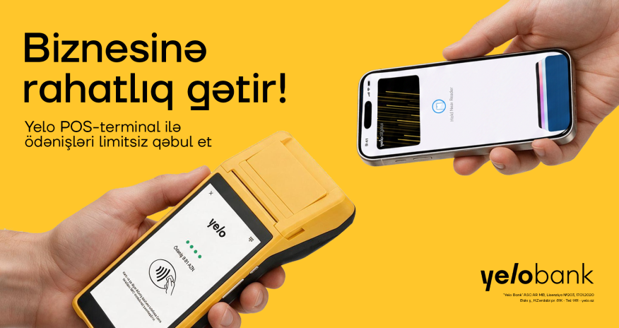 Yelo POS-terminal ilə ödənişləri limitsiz qəbul edin