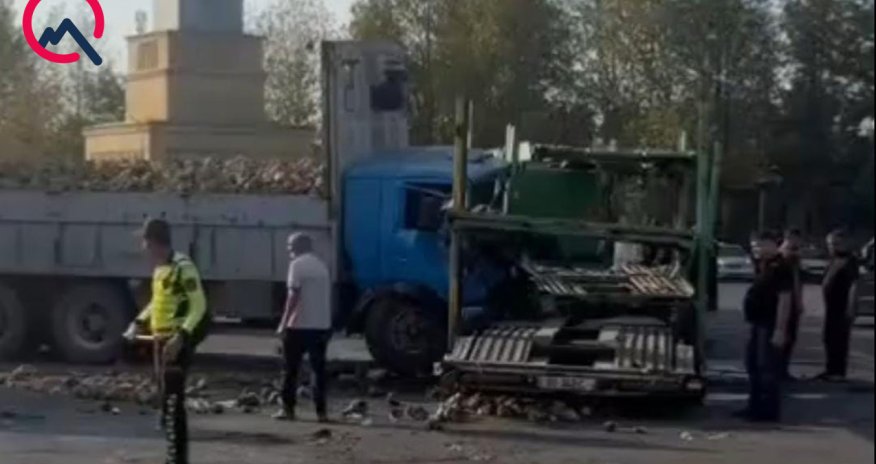 Yevlaxda yük maşınları toqquşub, xəsarət alan var