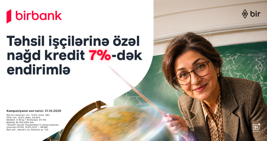 Təhsil işçilərinə nağd pul kreditində 7%-dək endirim