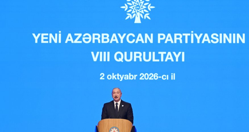 Bakıda YAP-ın VIII Qurultayı keçirilir - Prezident çıxış edir