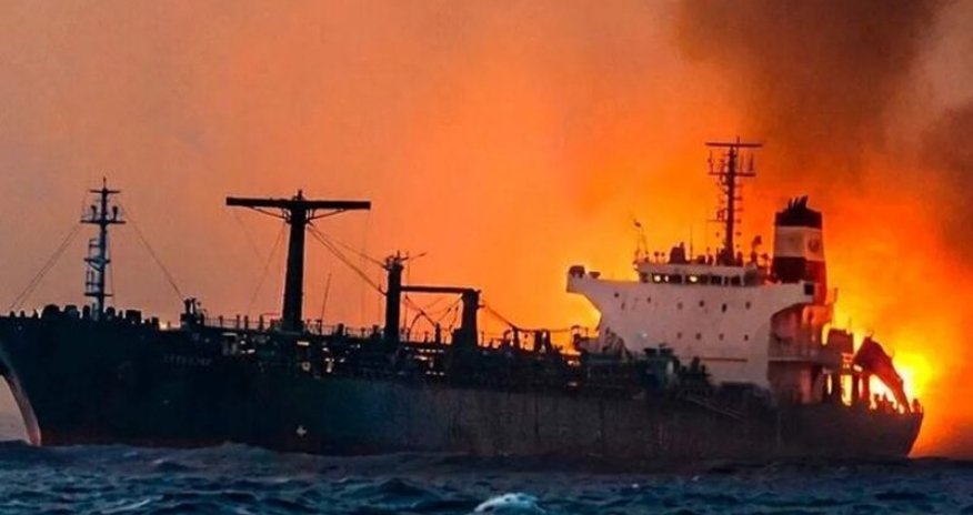 SEPAH: Hörmüz boğazından icazəsiz keçən neft tankeri minaya düşüb